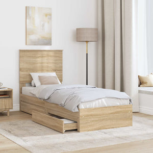 Letto con Contenitore con testiera Rovere Sonoma 75 x 190 cm 3411259