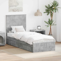 Letto con Contenitore con testiera Grigio cemento 75 x 190 cm 3411260