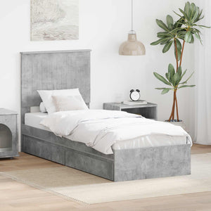 Letto con Contenitore con testiera Grigio cemento 75 x 190 cm 3411260