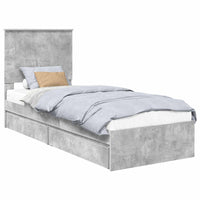 Letto con Contenitore con testiera Grigio cemento 75 x 190 cm 3411260