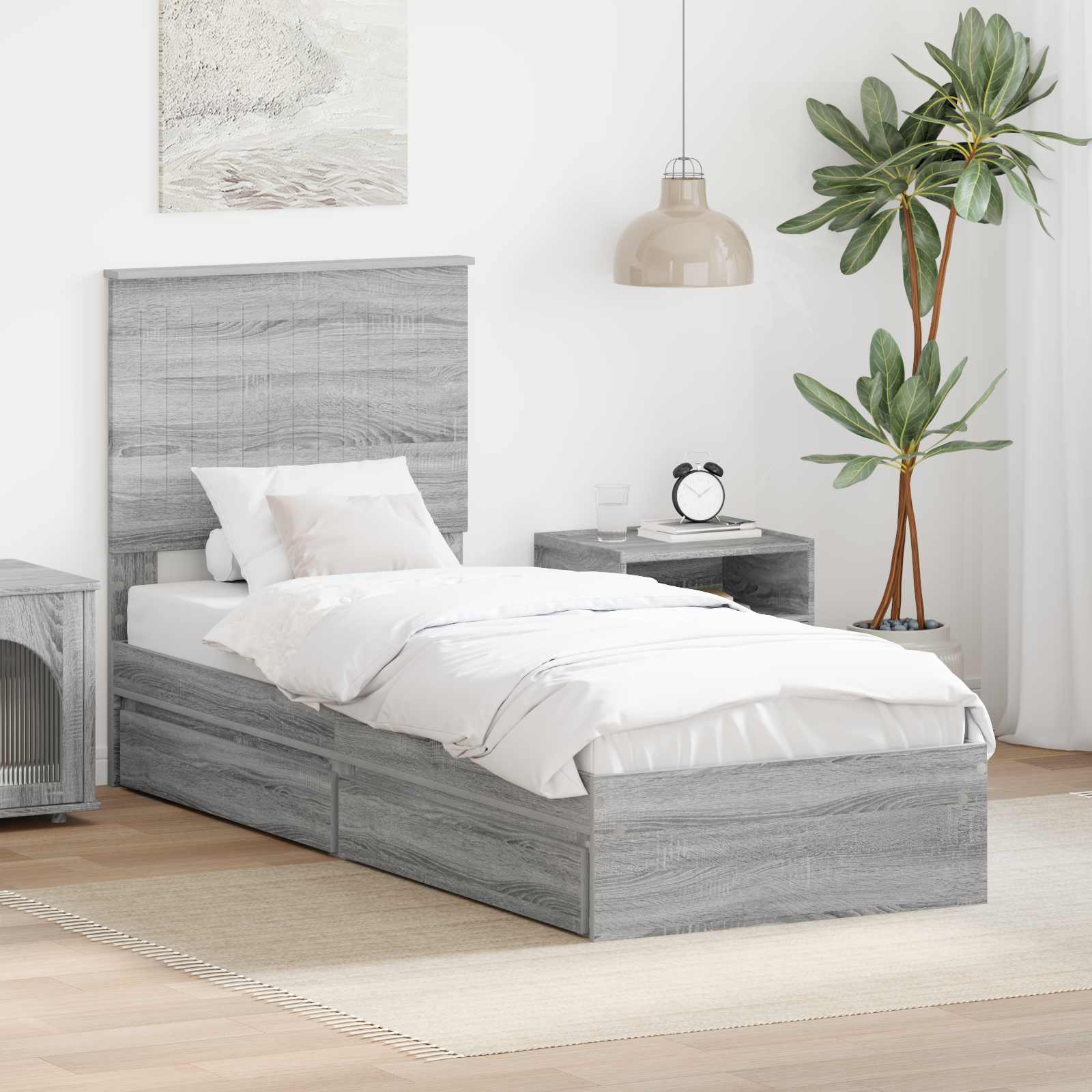Letto con Contenitore con testiera Grigio Sonoma 75 x 190 cm 3411262