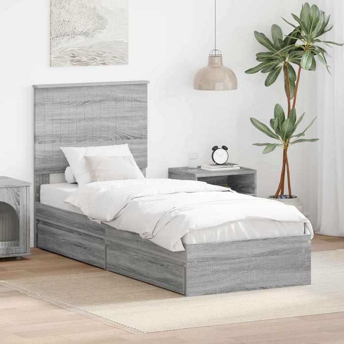 Letto con Contenitore con testiera-Struttura Letto con contenitore Grigio Sonoma 75 x 190 cm 700730