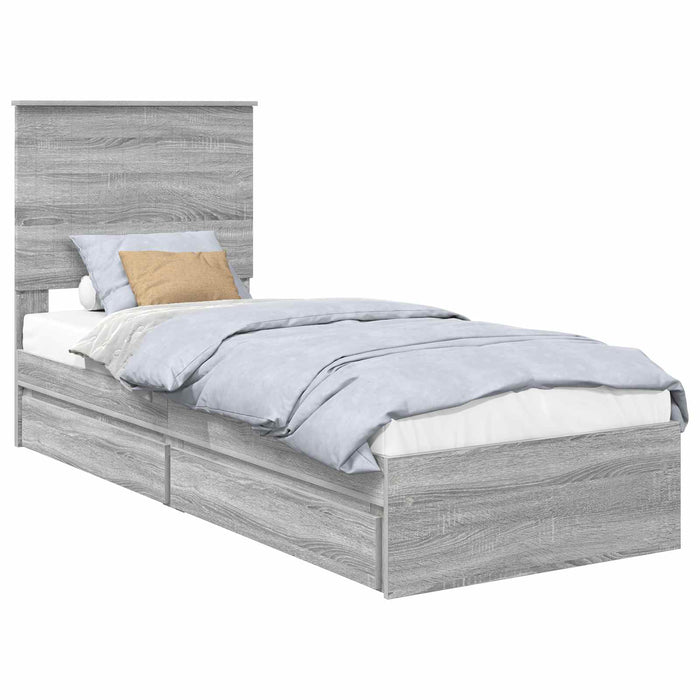Letto con Contenitore con testiera-Struttura Letto con contenitore Grigio Sonoma 75 x 190 cm 700730
