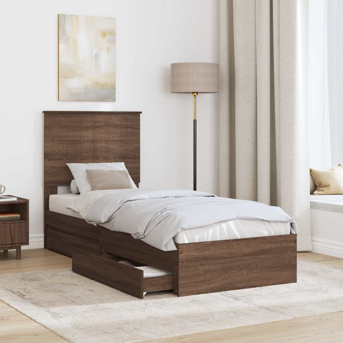 Letto con Contenitore con testiera Rovere Marrone 75 x 190 cm 3411263