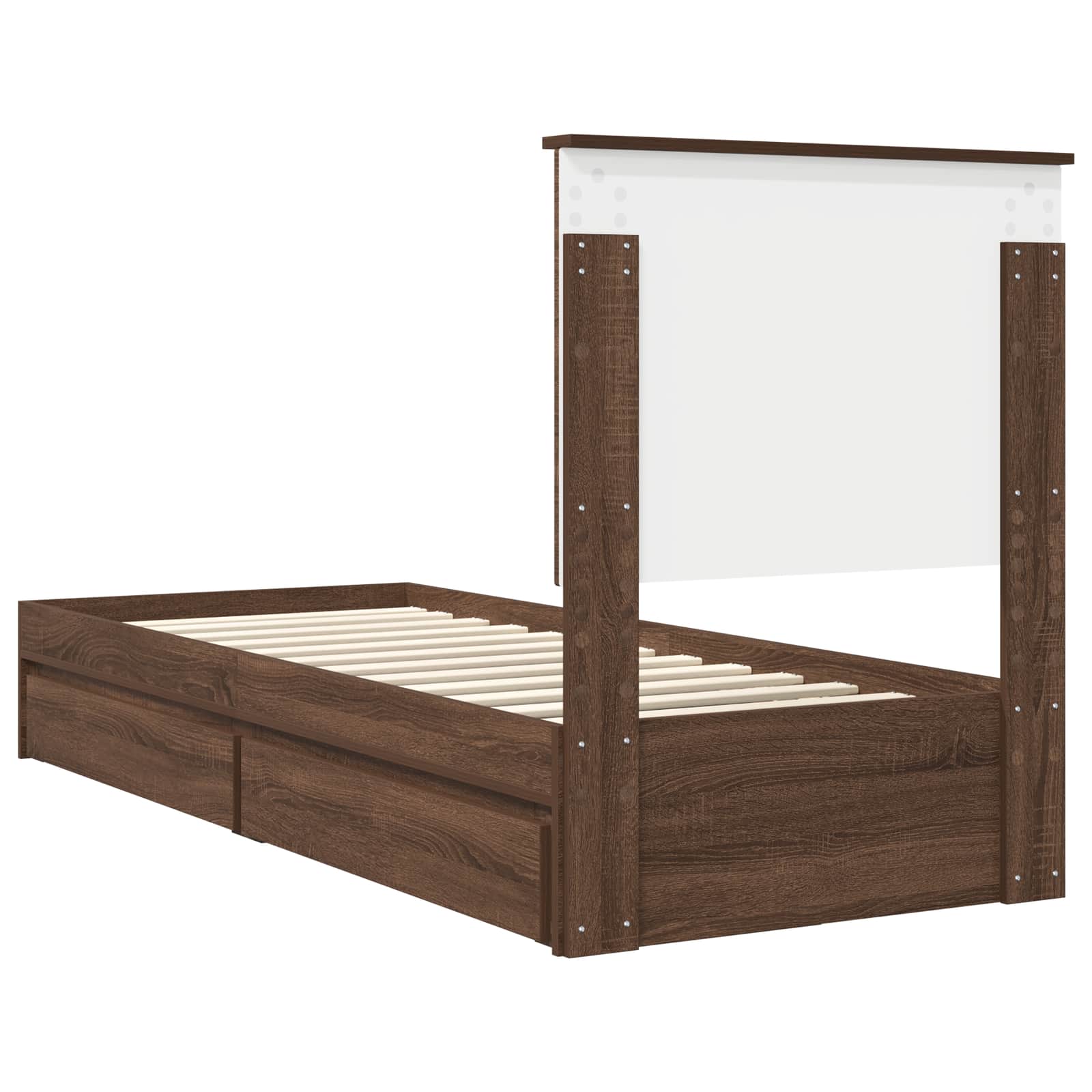 Letto con Contenitore con testiera Rovere Marrone 75 x 190 cm 3411263