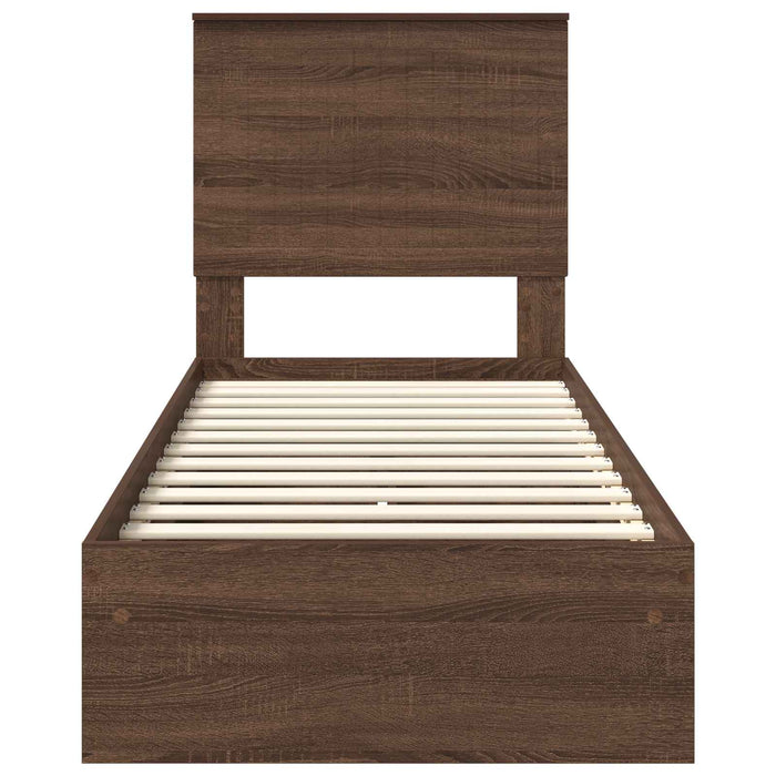 Letto con Contenitore con testiera Rovere Marrone 75 x 190 cm 3411263