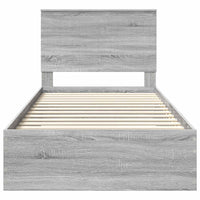 Struttura del letto con testiera-Giroletto con Testiera Grigio Sonoma 100 x 200 cm 599816