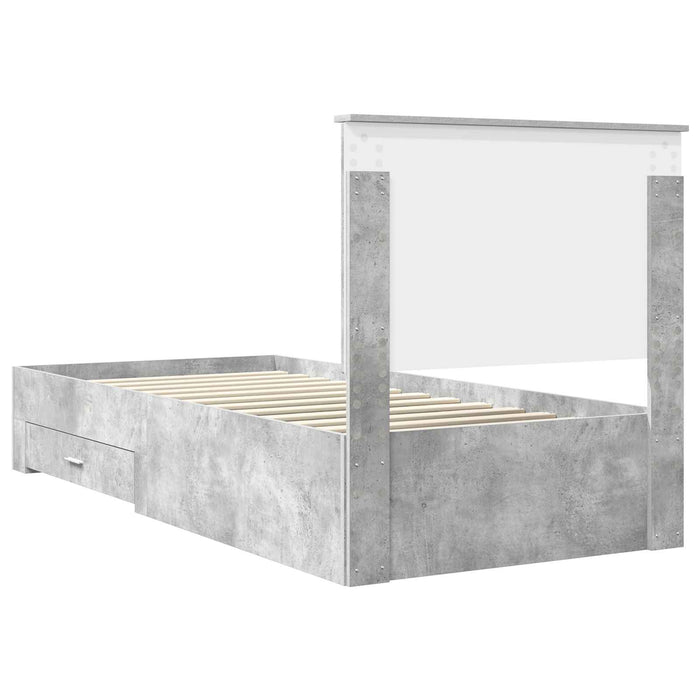 Struttura del letto con testiera Grigio cemento 90 x 190 cm 3411362