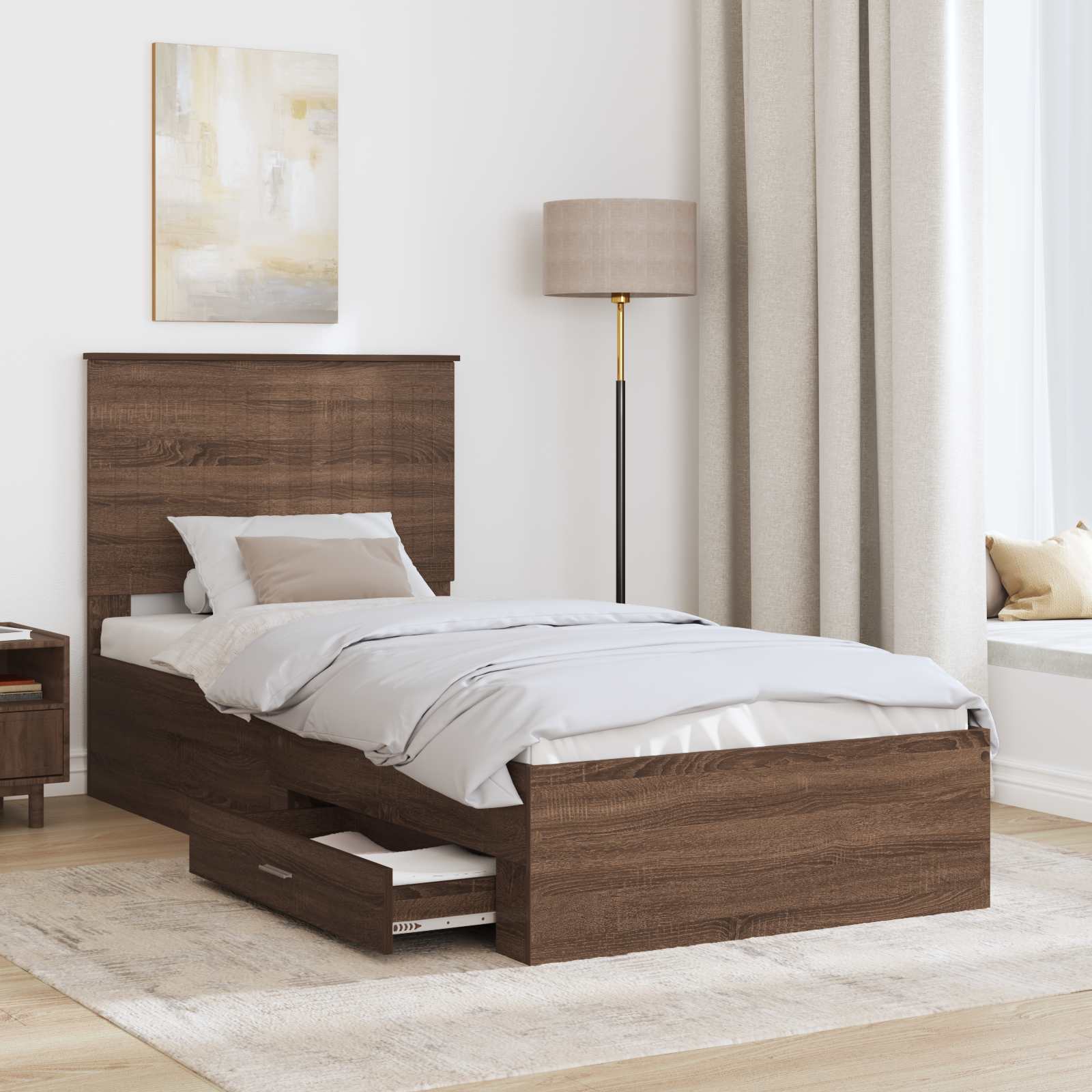 Struttura del letto Rovere Marrone e Argento 90 x 190 cm 3411365