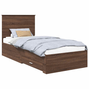 Struttura del letto Rovere Marrone e Argento 90 x 190 cm 3411365