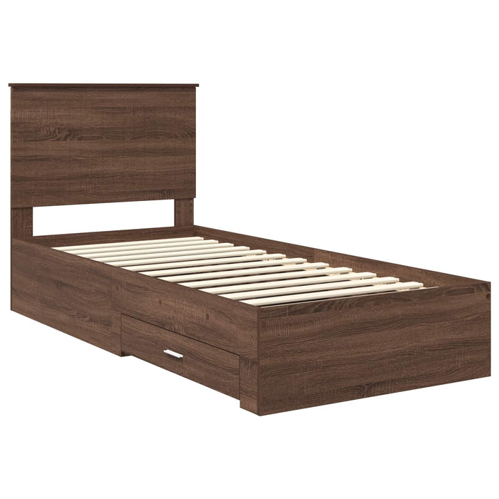 Struttura del letto Rovere Marrone e Argento 90 x 190 cm 3411365