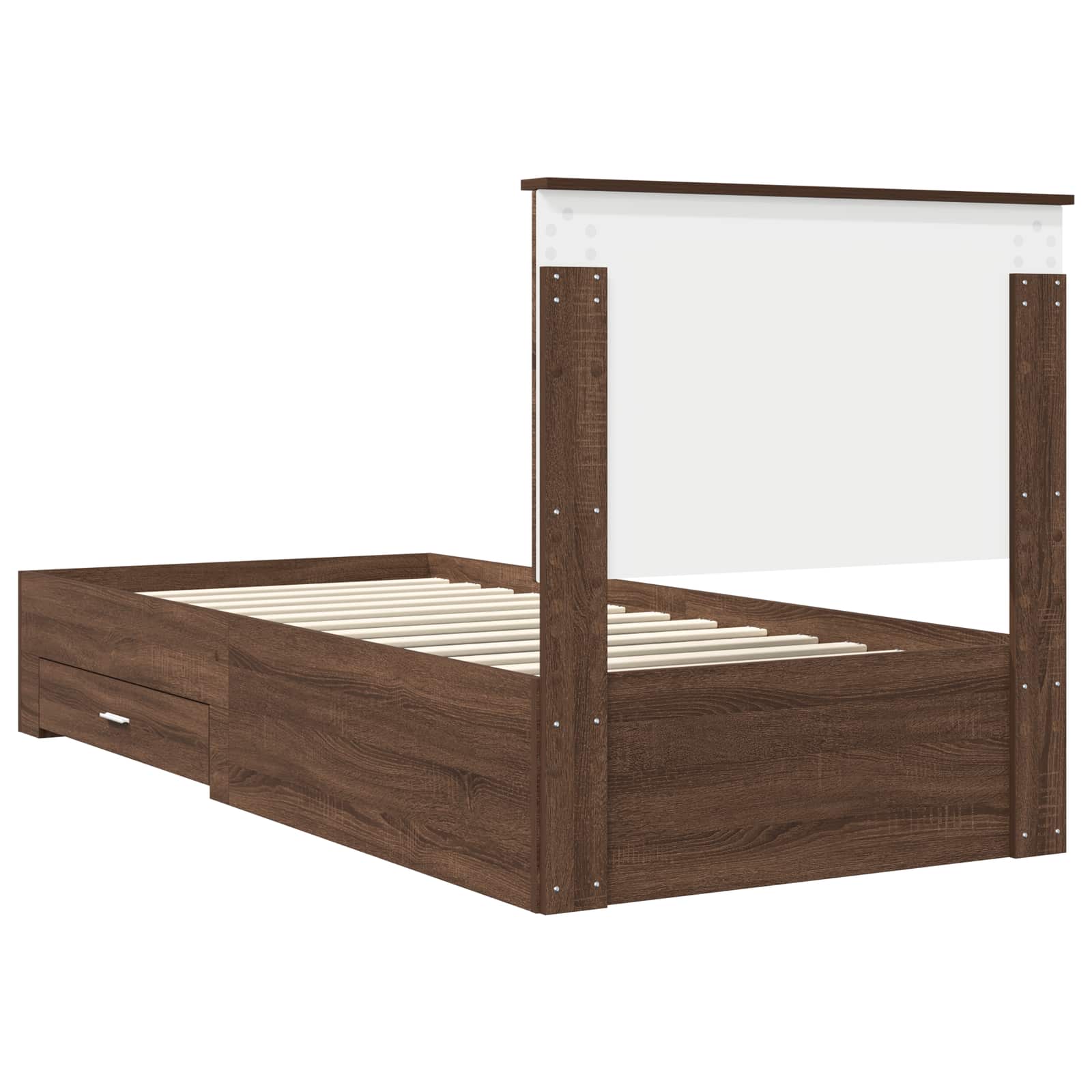 Struttura del letto Rovere Marrone e Argento 90 x 190 cm 3411365