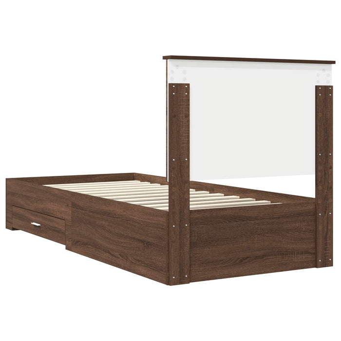 Struttura del letto Rovere Marrone e Argento 90 x 190 cm 3411365