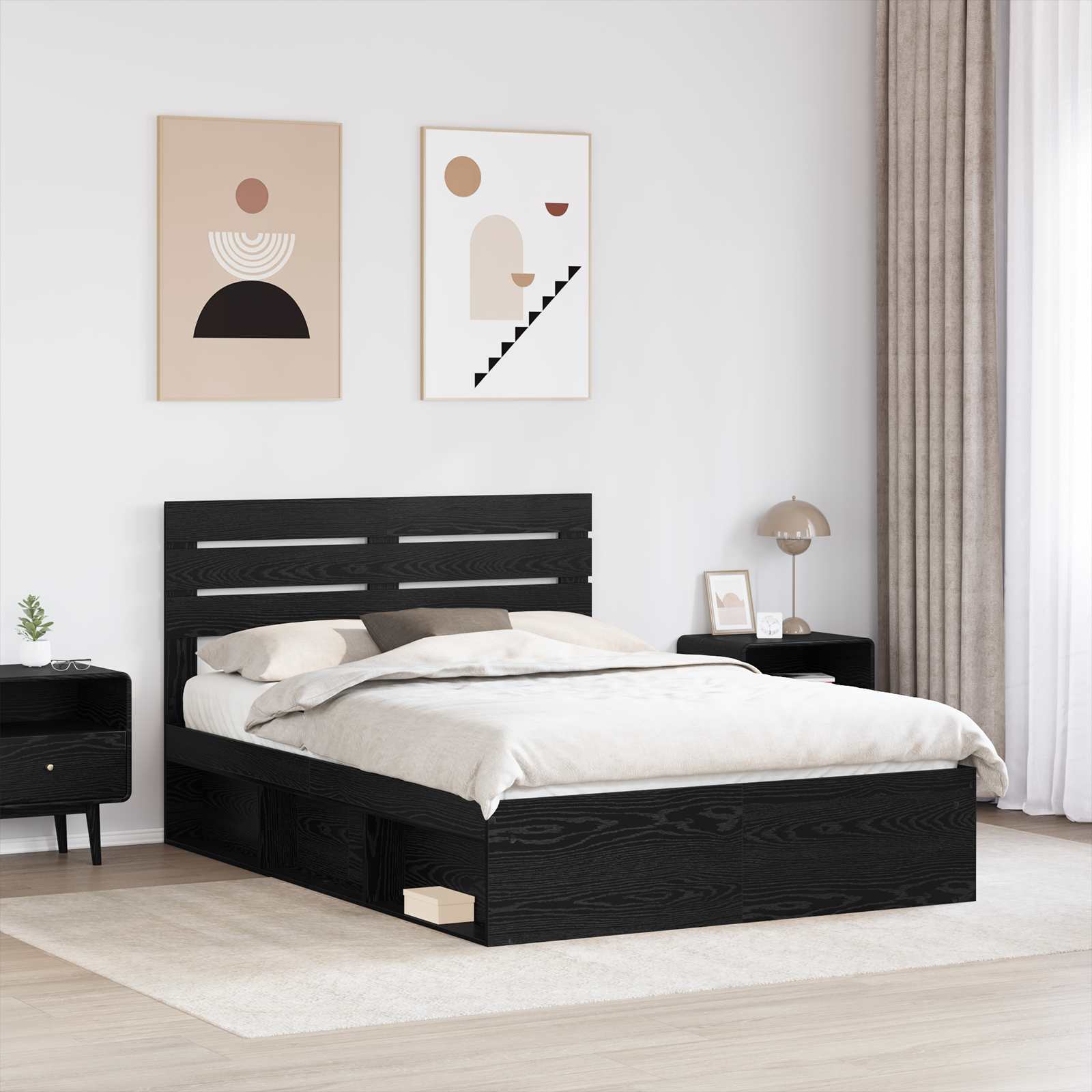 Struttura del letto Nero 150 x 200 cm Pino massello 3411400