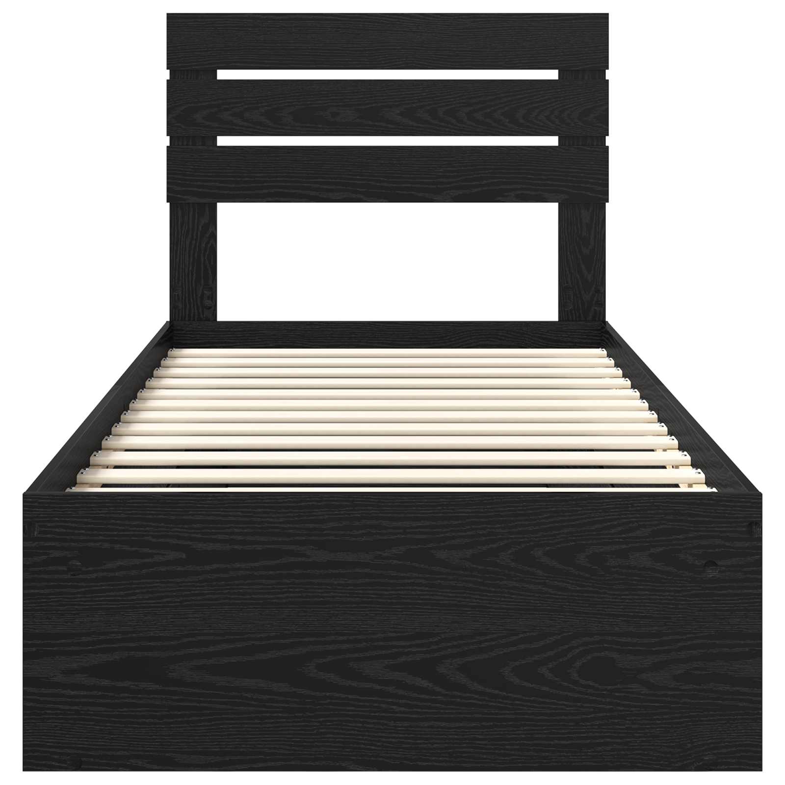 Struttura del letto con testiera-Giroletto con Testiera Nero 75 x 190 cm Pino massello 835456