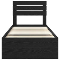 Struttura del letto con testiera-Giroletto con Testiera Nero 75 x 190 cm Pino massello 835456