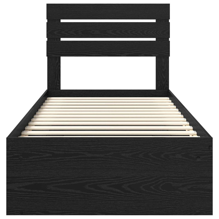 Struttura del letto con testiera-Giroletto con Testiera Nero 75 x 190 cm Pino massello 835456