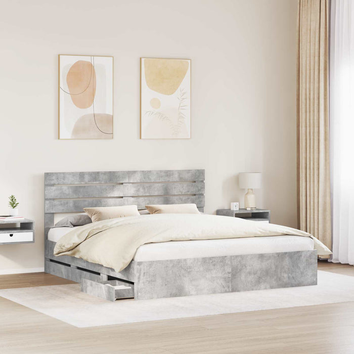 Struttura del letto con cassetto Grigio cemento 200 x 200 cm 3411481