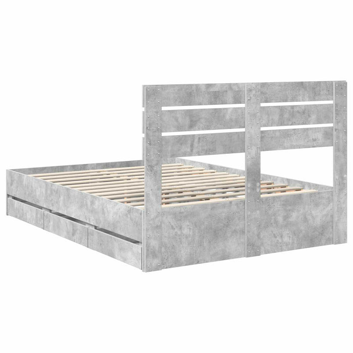 Struttura del letto con cassetto Grigio cemento 140 x 190 cm 3411501