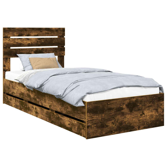 Struttura del letto con cassetto Rovere fumé 90 x 190 cm 3411532