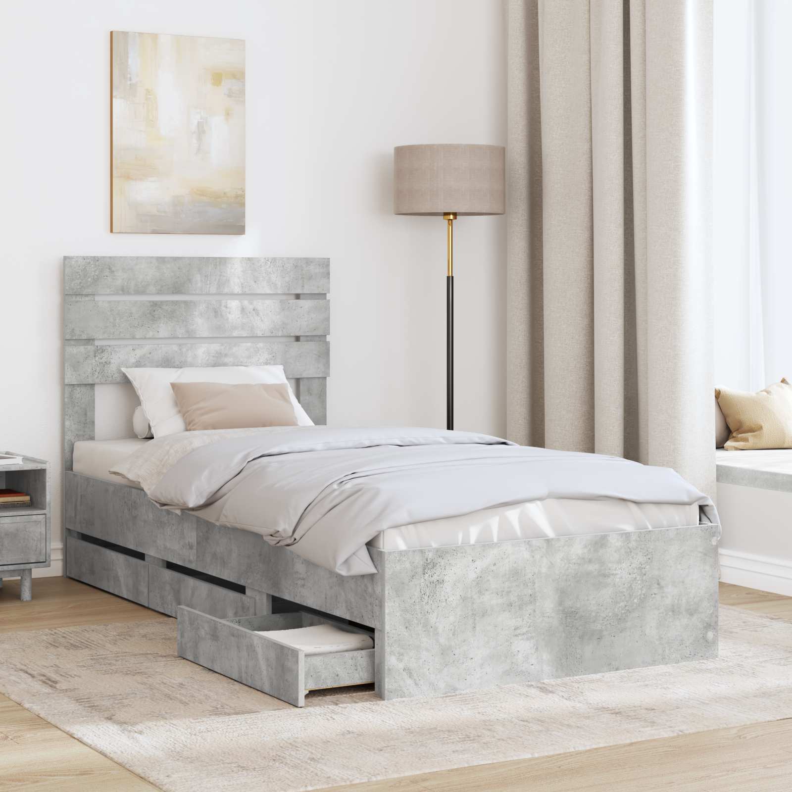 Struttura del letto con cassetto Grigio cemento 90 x 200 cm 3411536