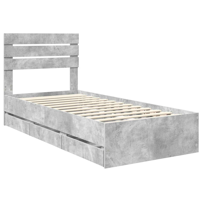 Struttura del letto con cassetto Grigio cemento 90 x 200 cm 3411536