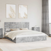 Letto con Contenitore con testiera-Struttura Letto con contenitore Grigio cemento 200 x 200 cm 971617
