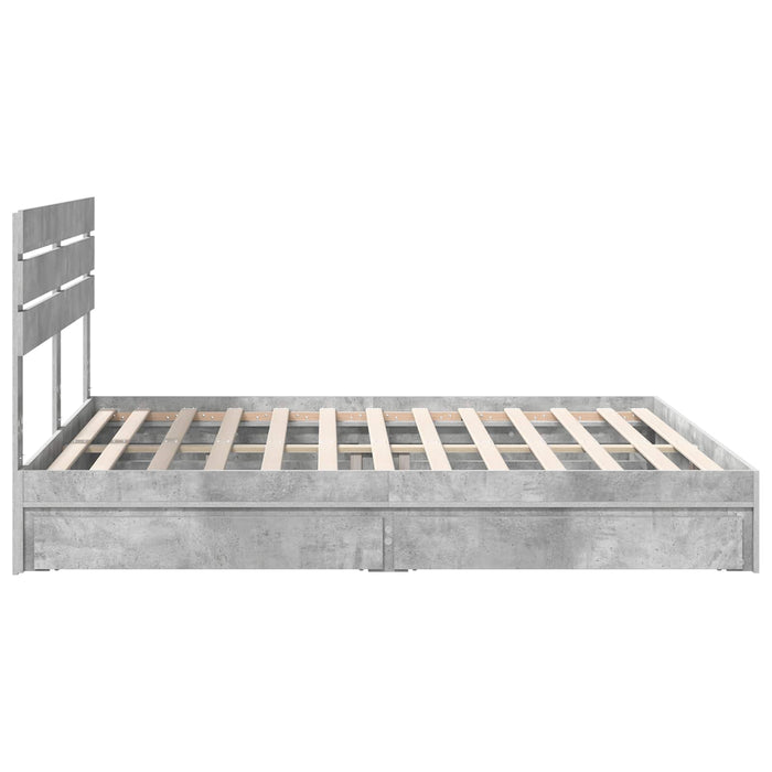 Letto con Contenitore con testiera-Struttura Letto con contenitore Grigio cemento 200 x 200 cm 971617