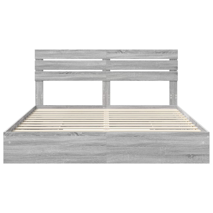 Letto con Contenitore con testiera-Struttura Letto con contenitore Grigio Sonoma 200 x 200 cm 245672