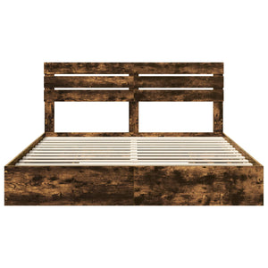 Letto con Contenitore con testiera-Struttura Letto con contenitore Rovere fum¨¦ 180 x 200 cm 796550