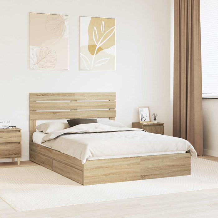 Letto con Contenitore con testiera-Struttura Letto con contenitore Rovere Sonoma 160 x 200 cm 185493
