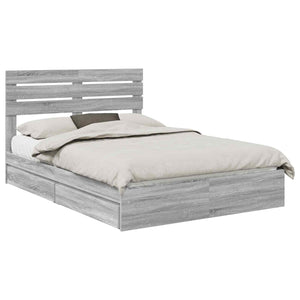Letto con Contenitore con testiera-Struttura Letto con contenitore Grigio Sonoma 140 x 200 cm 119294