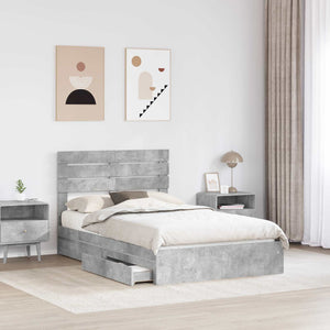 Letto con Contenitore con testiera-Struttura Letto con contenitore Grigio cemento 135 x 190 cm 974737