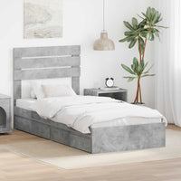 Letto con Contenitore con testiera-Struttura Letto con contenitore Grigio cemento 100 x 200 cm 135045