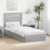 Letto con Contenitore con testiera-Struttura Letto con contenitore Grigio Sonoma 90 x 190 cm 698959