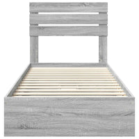 Letto con Contenitore con testiera-Struttura Letto con contenitore Grigio Sonoma 75 x 190 cm 392352
