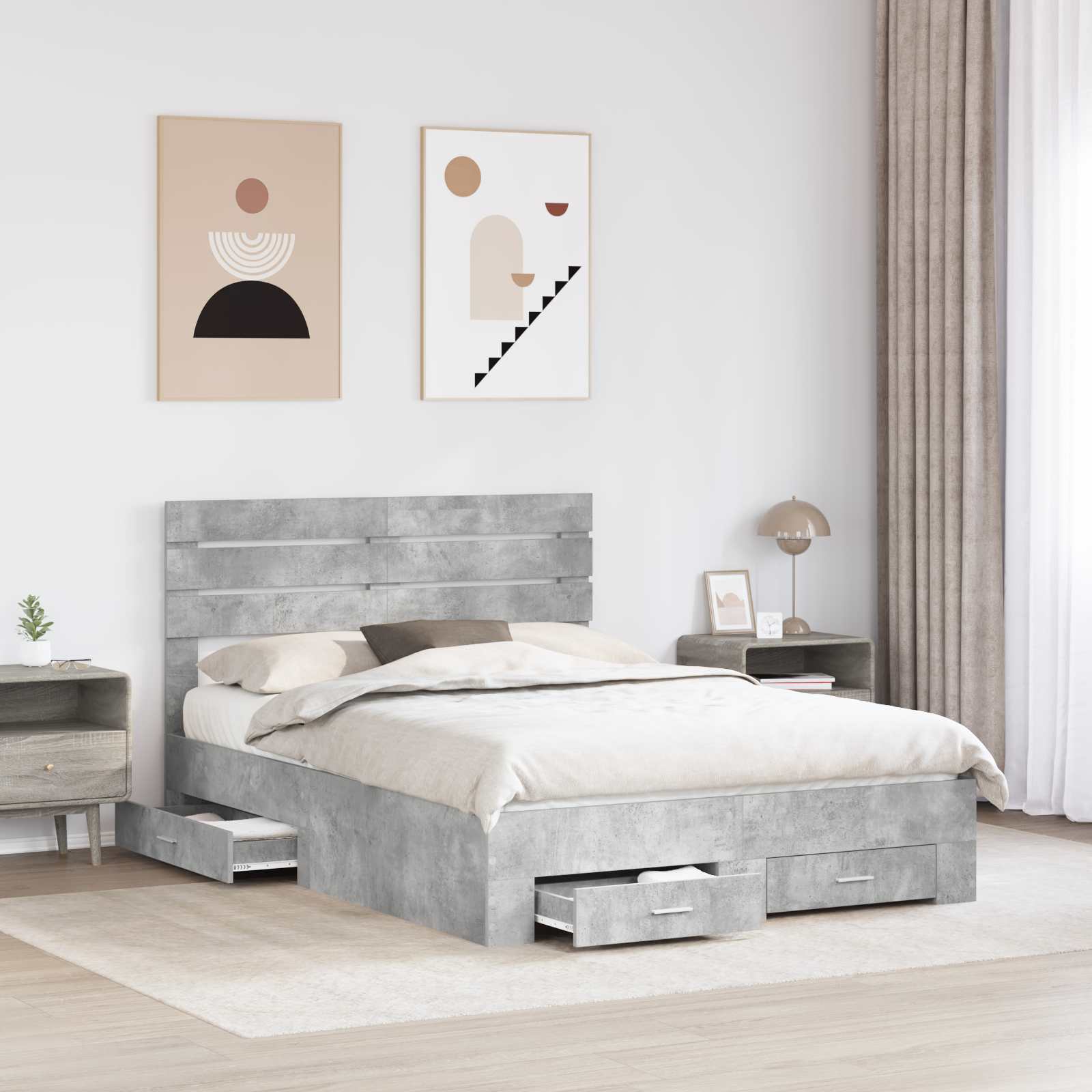 Struttura del letto con cassetto con testiera-Letto con Cassetti e Testiera Legno multistrato 984754