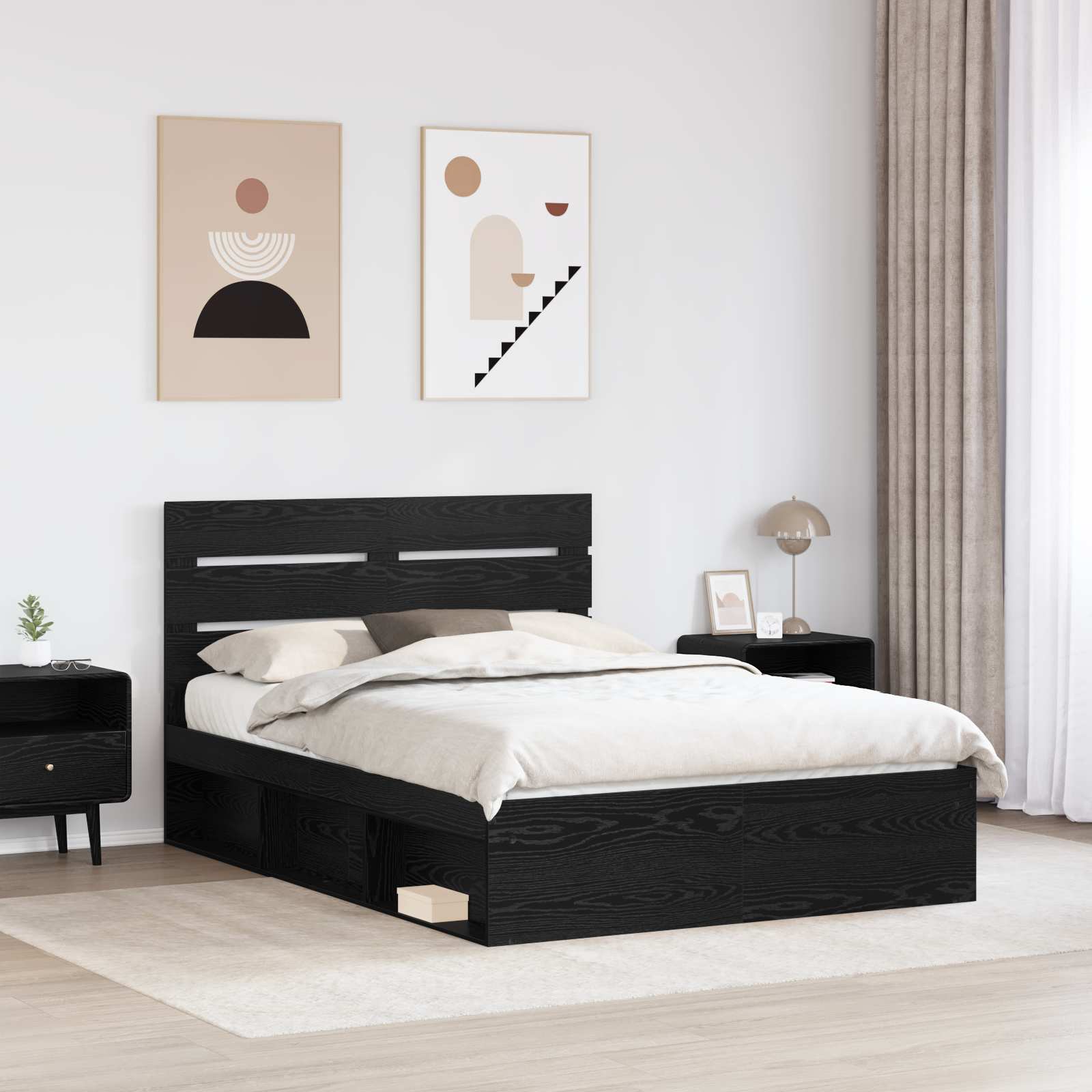 Struttura del letto Nero 140 x 190 cm Pino massello 3411745