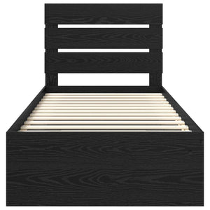 Struttura del letto con testiera-Giroletto con Testiera Nero 90 x 200 cm Pino massello 787666