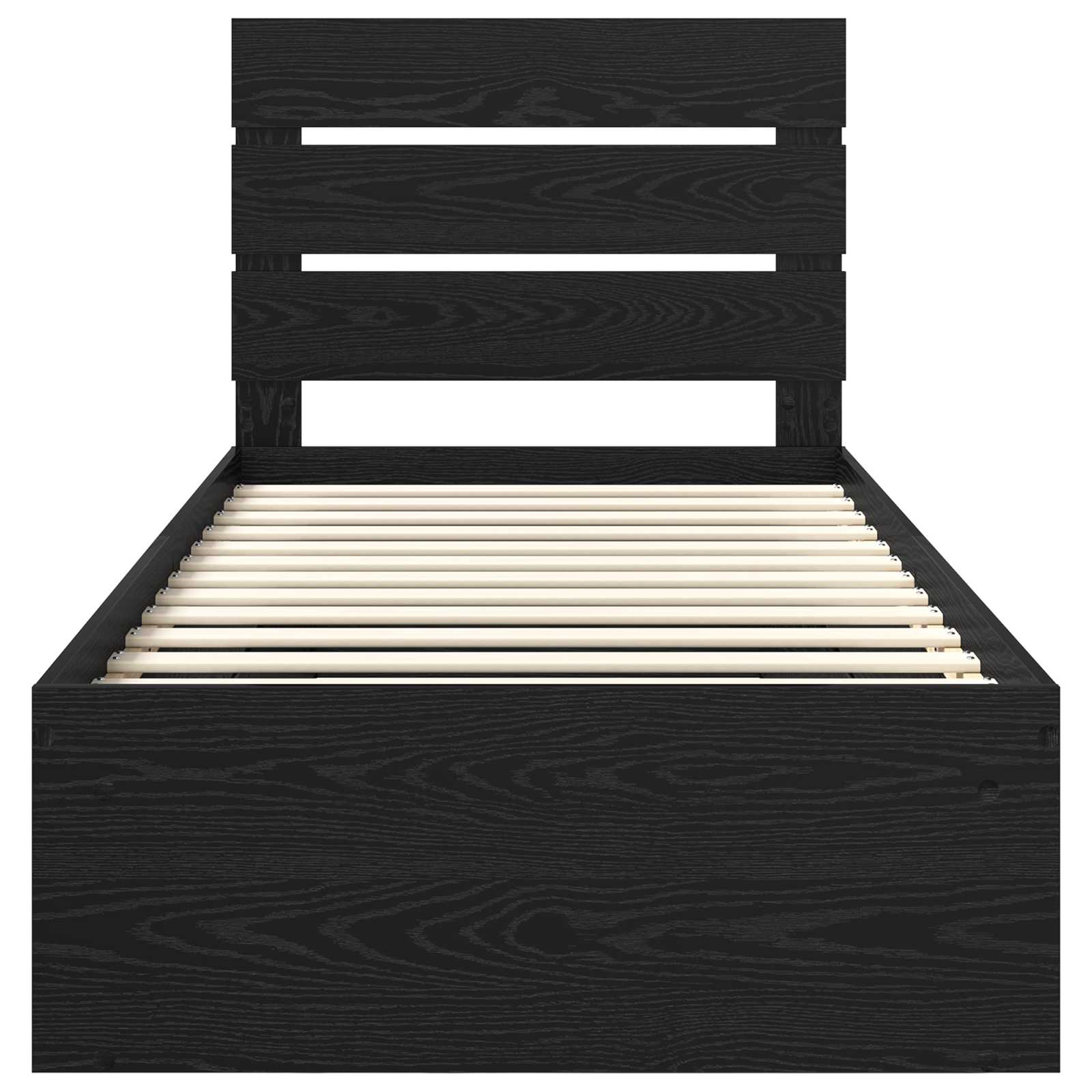 Struttura del letto con testiera-Giroletto con Testiera Nero 75 x 190 cm Pino massello 179589