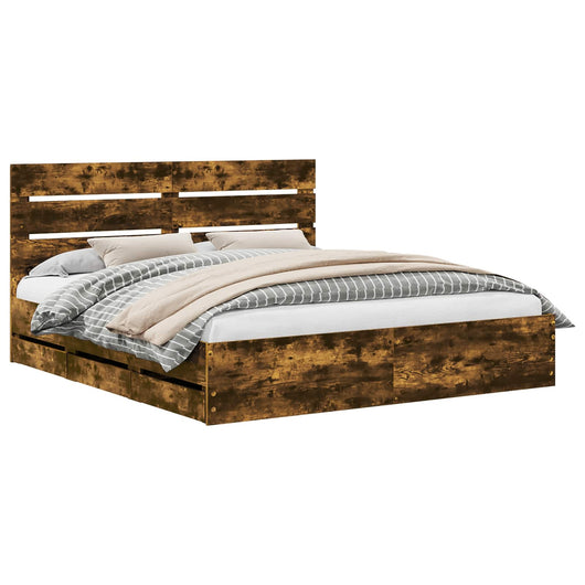 Struttura del letto con cassetto Rovere fumé 180 x 200 cm 3411816