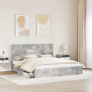 Letto con Contenitore con testiera-Struttura Letto con contenitore Grigio cemento 200 x 200 cm 366454