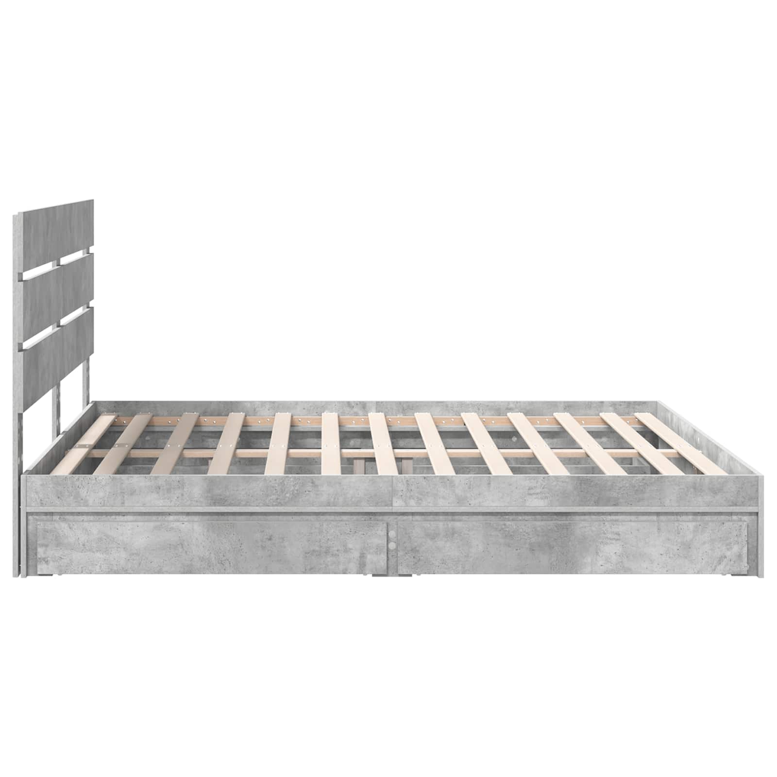 Letto con Contenitore con testiera-Struttura Letto con contenitore Grigio cemento 200 x 200 cm 366454