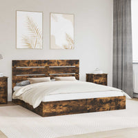 Letto con Contenitore con testiera-Struttura Letto con contenitore Rovere fum¨¦ 180 x 200 cm 337271
