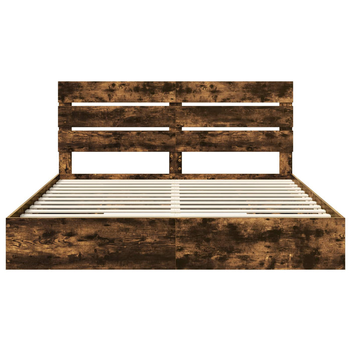 Letto con Contenitore con testiera-Struttura Letto con contenitore Rovere fum¨¦ 180 x 200 cm 337271