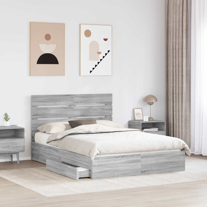 Letto con Contenitore con testiera-Struttura Letto con contenitore Grigio Sonoma 150 x 200 cm 456429