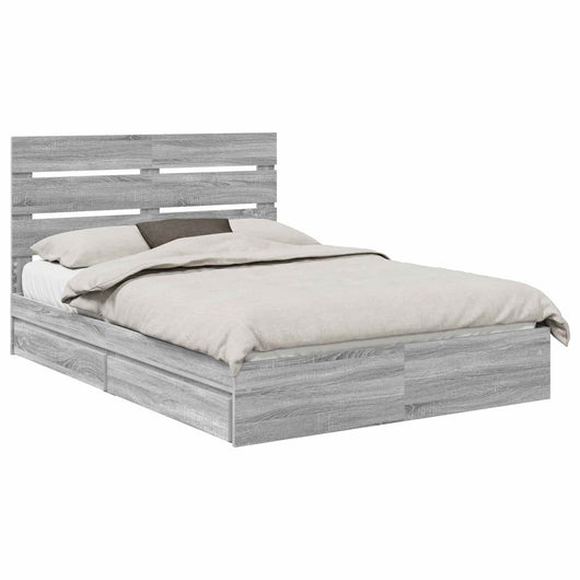 Letto con Contenitore con testiera-Struttura Letto con contenitore Grigio Sonoma 150 x 200 cm 456429