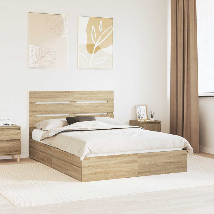 Letto con Contenitore con testiera Rovere Sonoma 140 x 200 cm 3411894