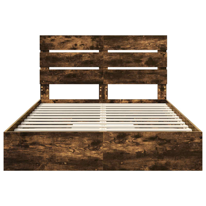 Letto con Contenitore con testiera-Struttura Letto con contenitore Rovere fum¨¦ 140 x 200 cm 705172