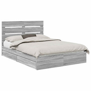Letto con Contenitore con testiera-Struttura Letto con contenitore Grigio Sonoma 140 x 200 cm 578098